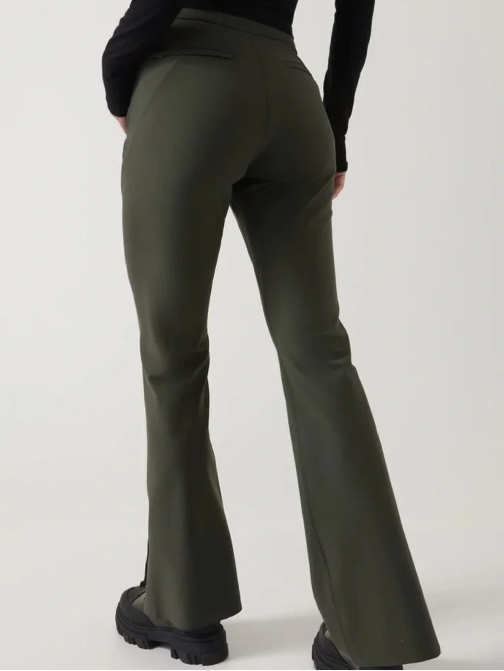 ATHLETA STELLAR FLARE TROUSERS GREEN WOMENS PANTS SIZE 8